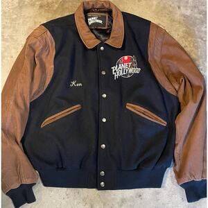 Vintage Planet Hollywood Orlando Wool Leather Large Men's Jacket